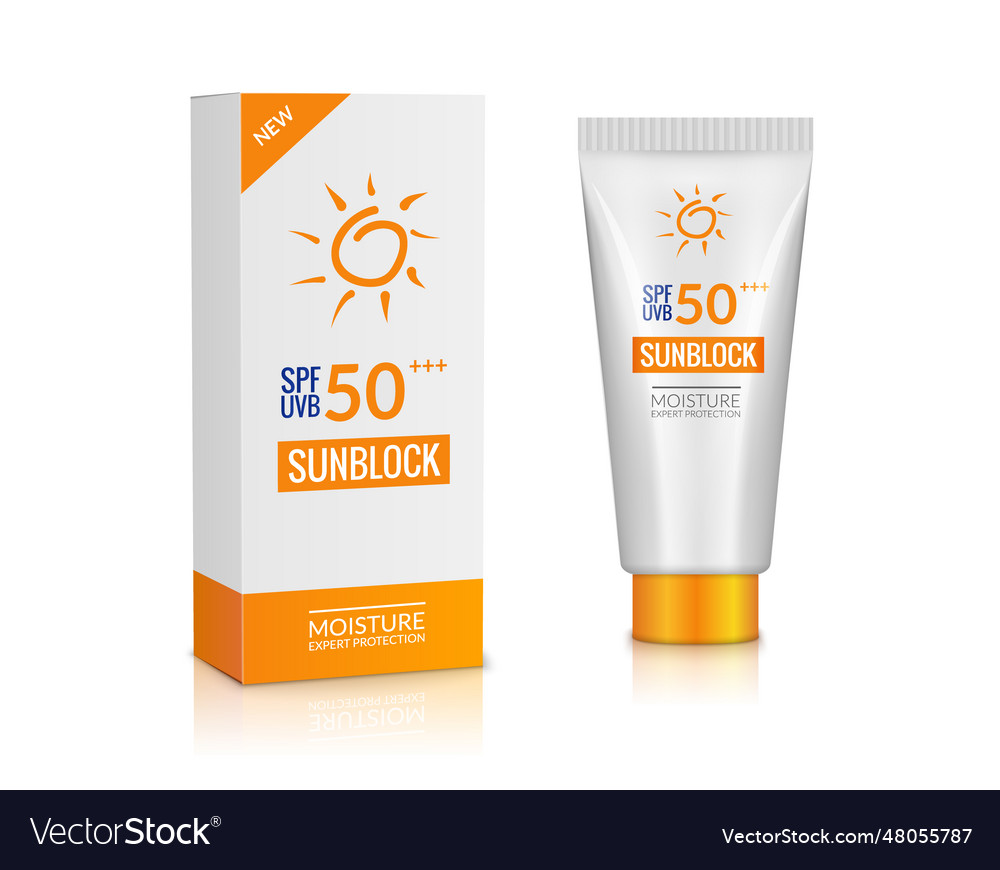 Sunblock ad template sun protection cosmetic Vector Image