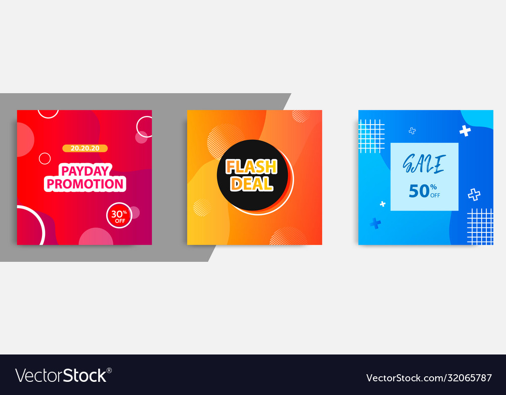 Three set sale square banner abstract gradient Vector Image Three set sale square banner abstract gradient