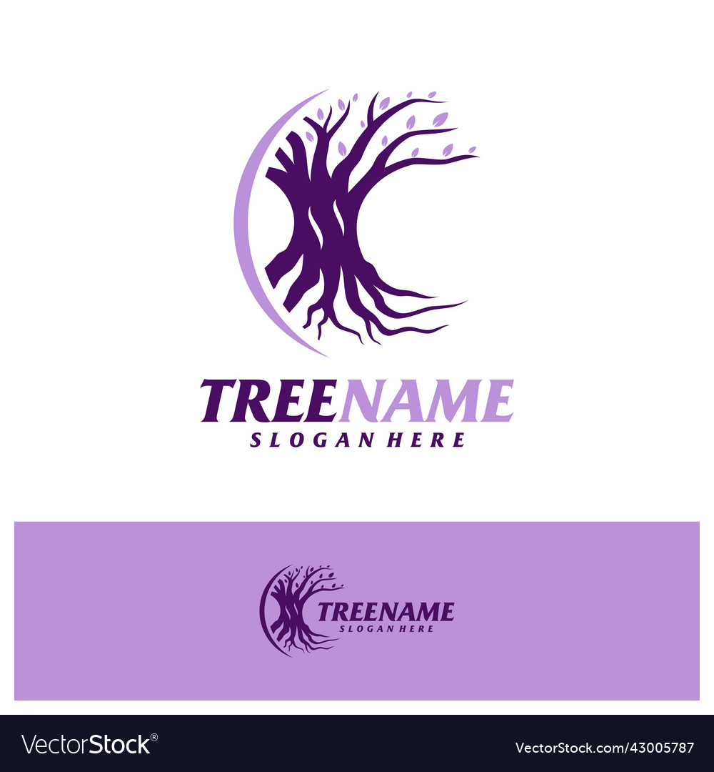 Tree with root logo design template
