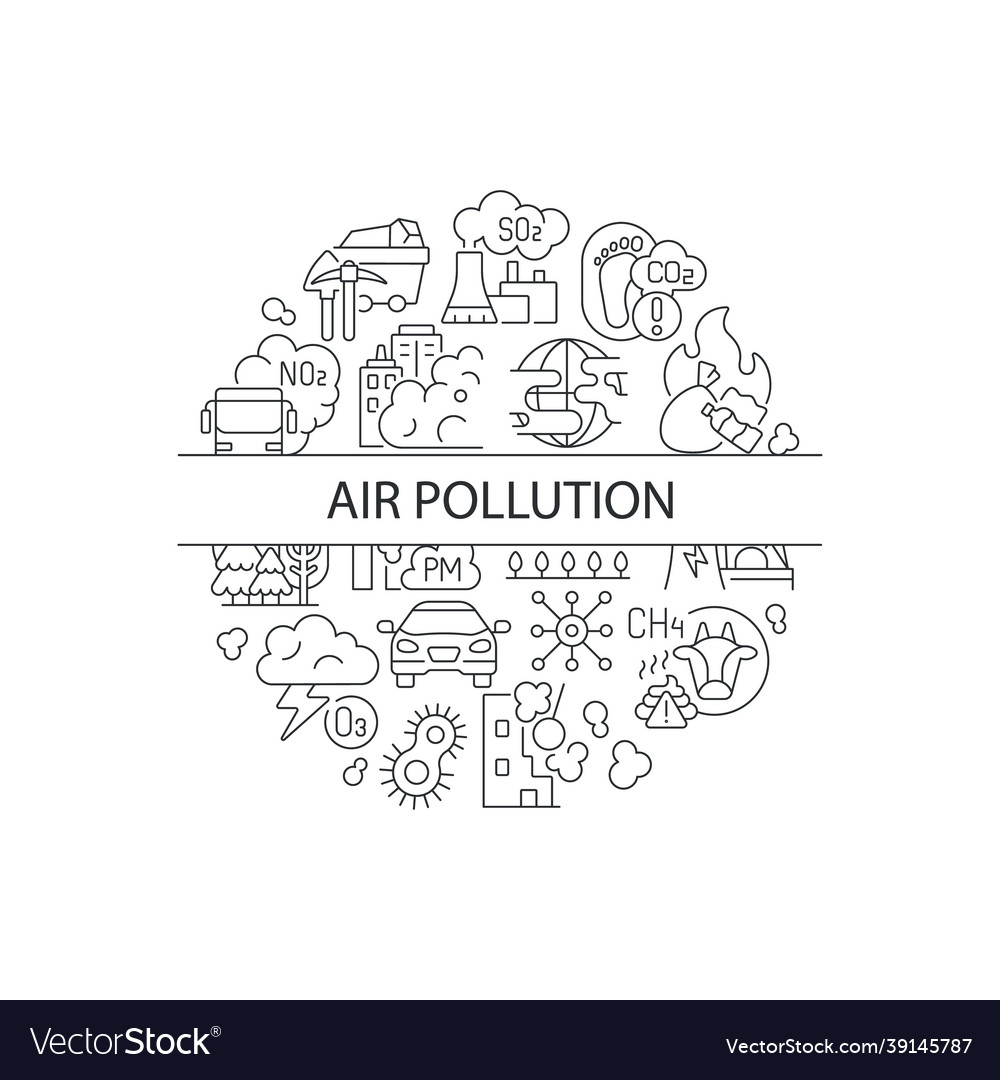 Urban pollution abstract linear concept layout Vector Image