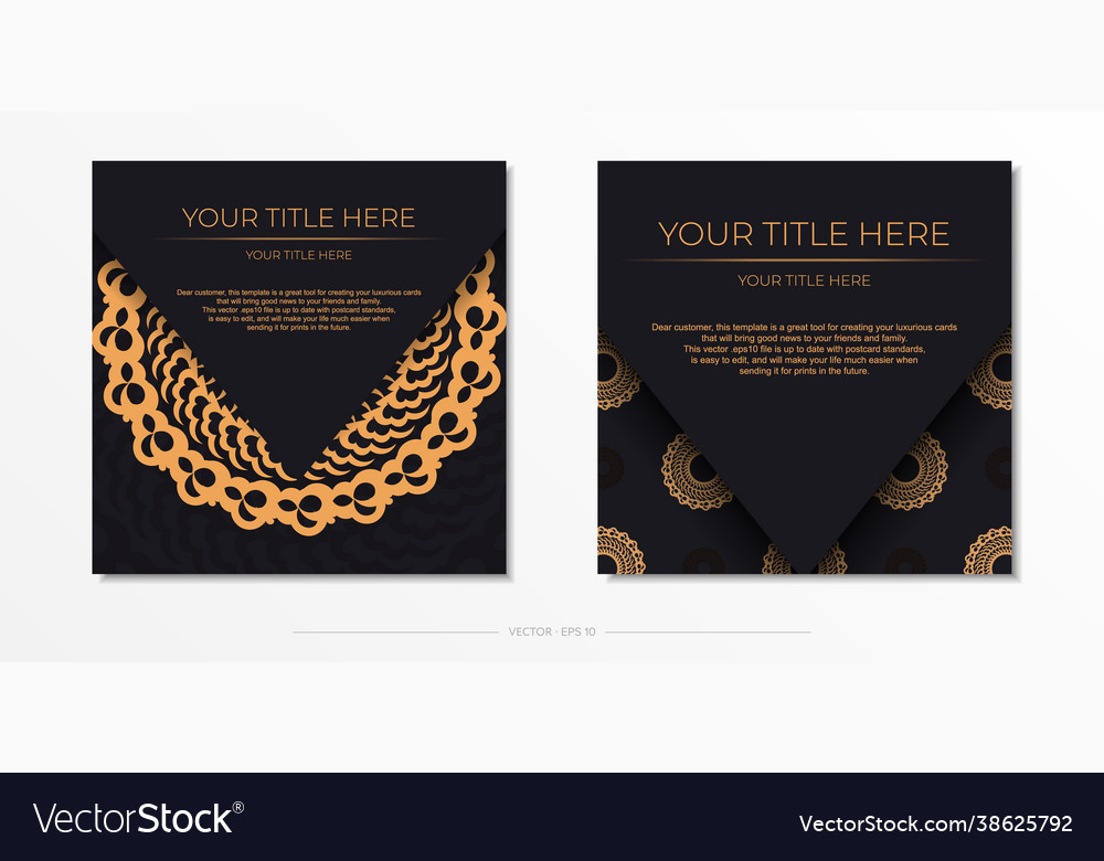 Dark black gold postcard template with white Vector Image