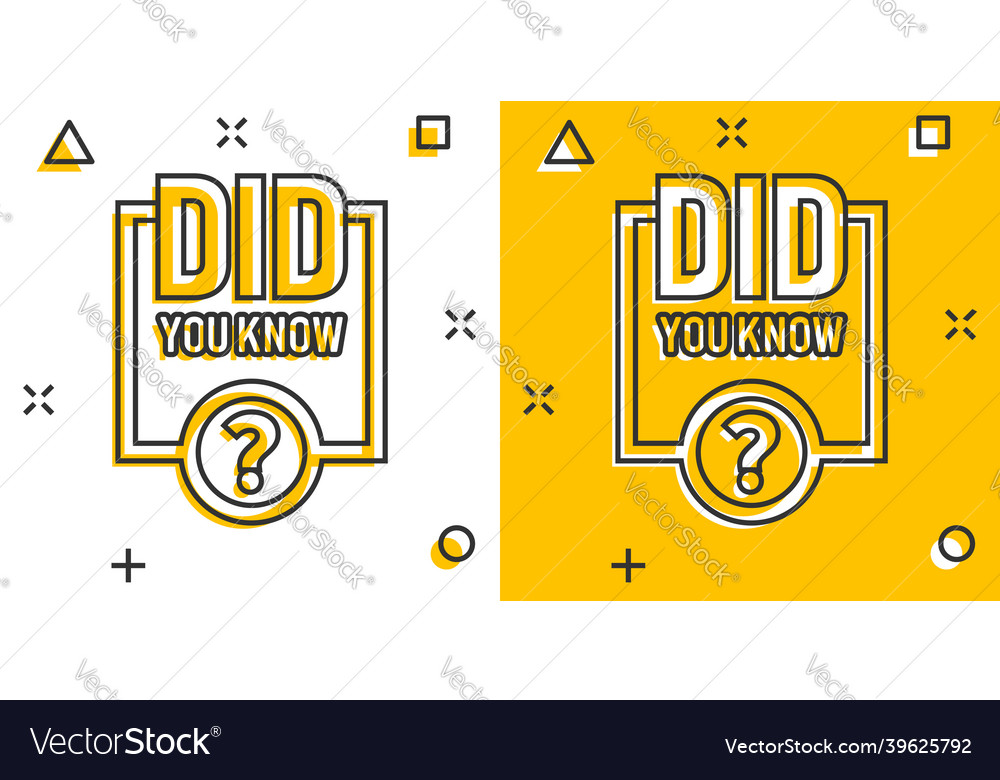 Did You Know Icon In Comic Style Question Mark Vector Image 4750