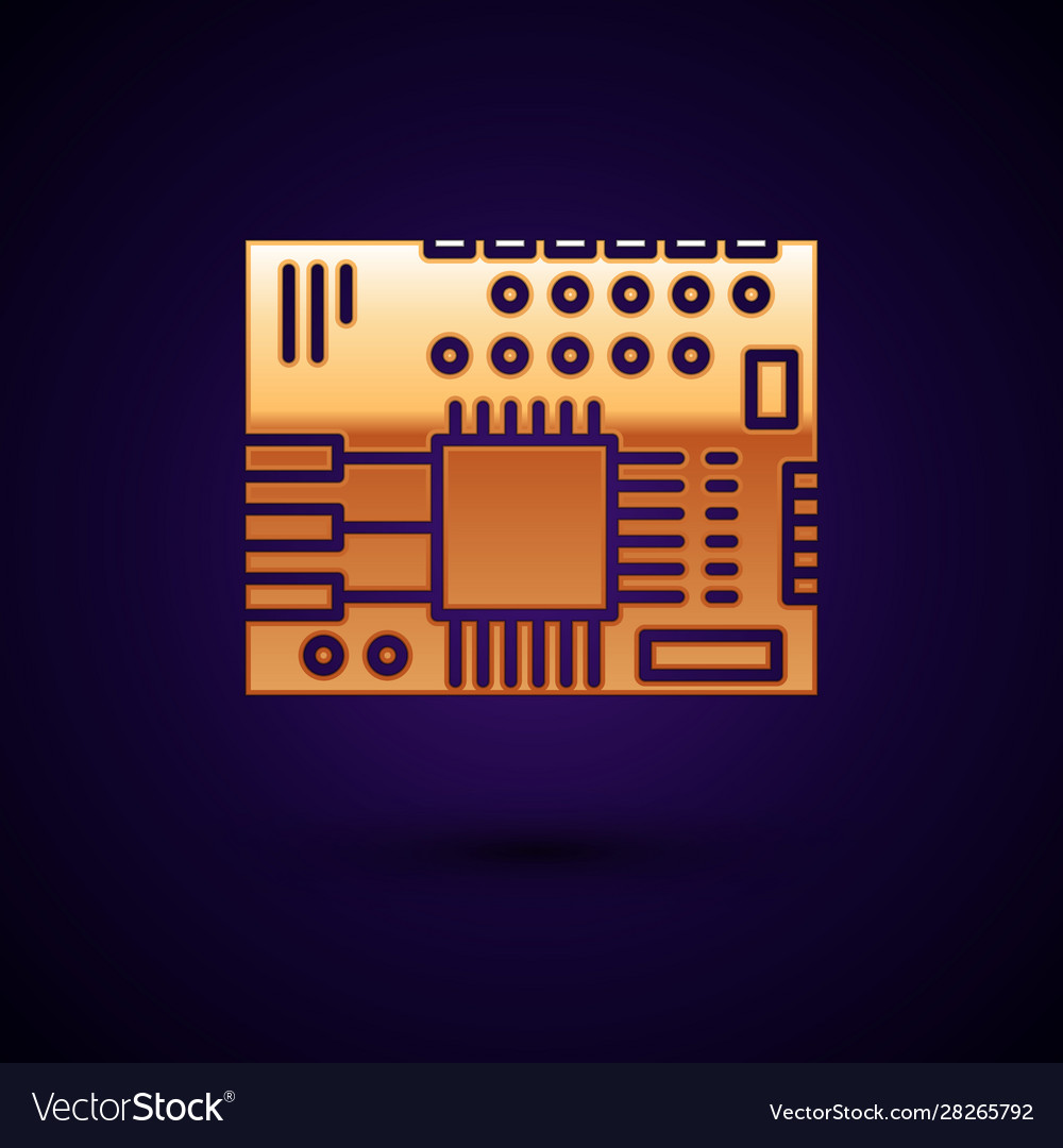 Gold printed circuit board pcb icon isolated Vector Image
