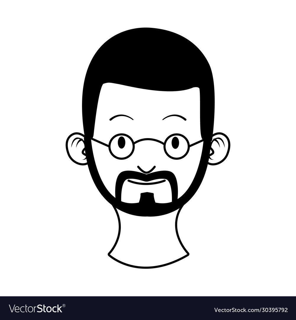 Head young man with beard character