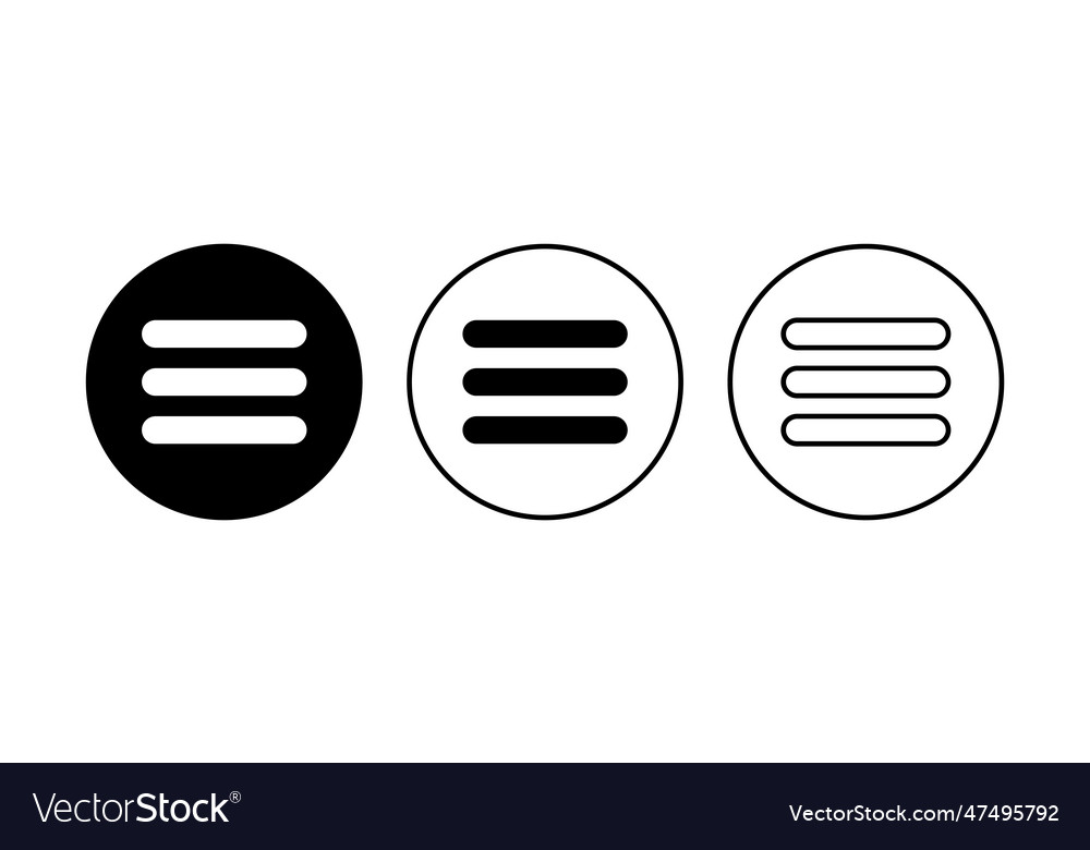 Menu icon set web hamburger symbol vector image Menu icon set web hamburger symbol