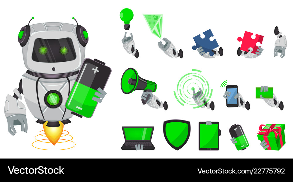 Robot with artificial intelligence bot Royalty Free Vector