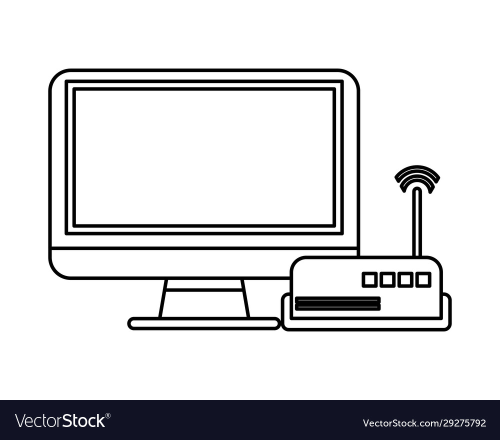 Route wifi with computer display devices vector image Route wifi with computer display devices