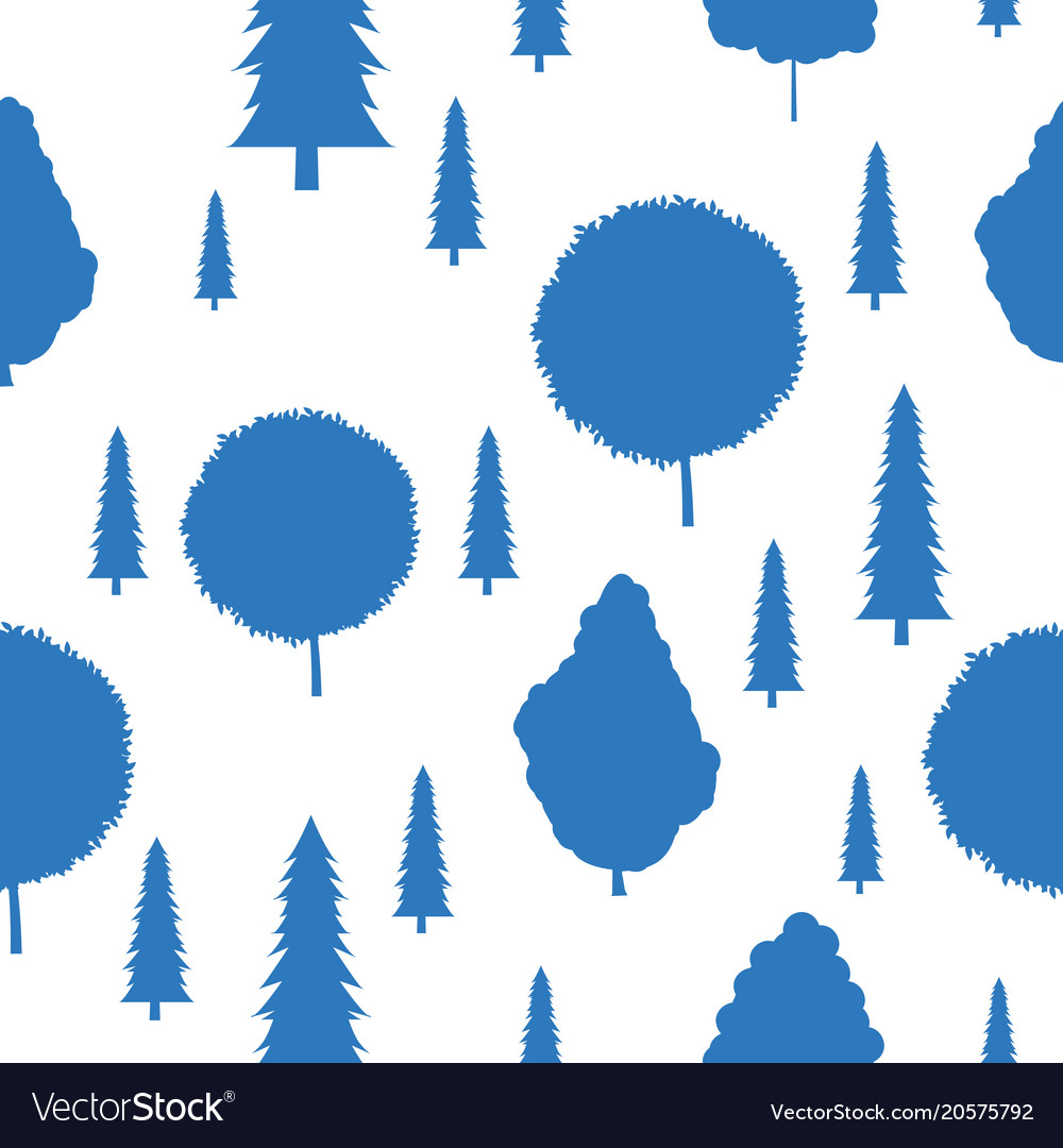 Seamless pattern with various type of the trees
