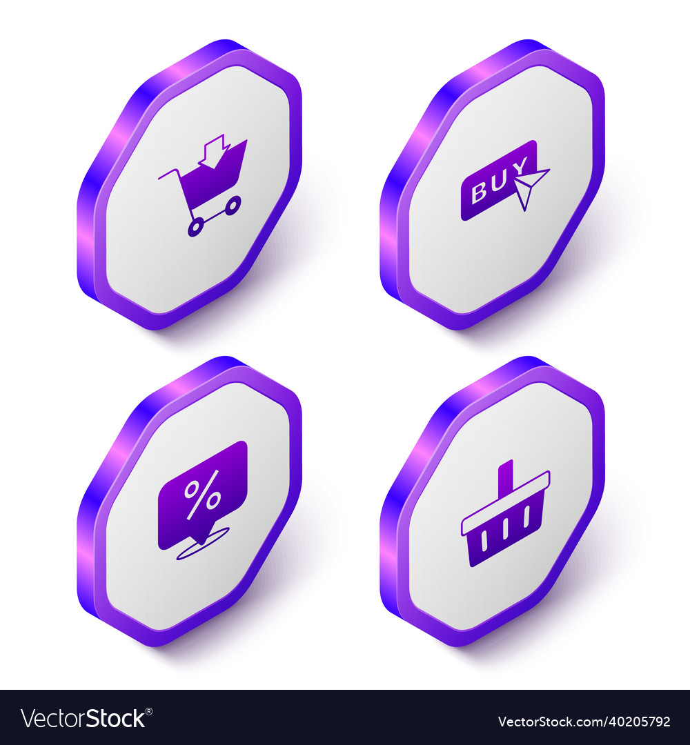 Set isometric add to shopping cart buy button Vector Image Set isometric add to shopping cart buy button