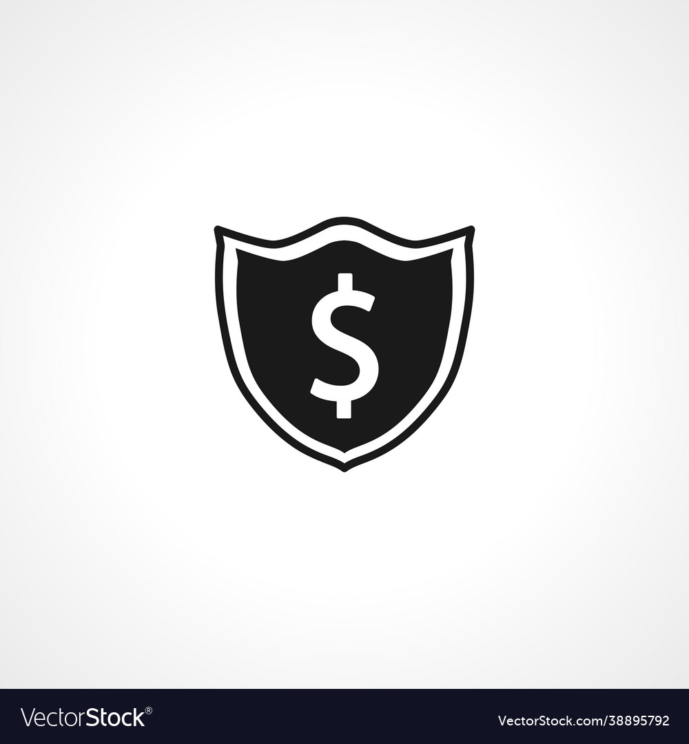 Shield with dollar simple isolated web icon Vector Image Shield with dollar simple isolated web icon