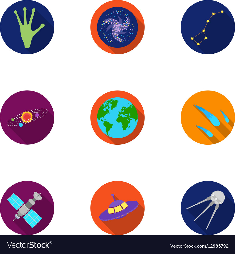 Space set icons in flat style big collection