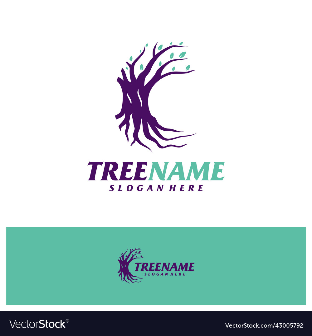 Tree with root logo design template