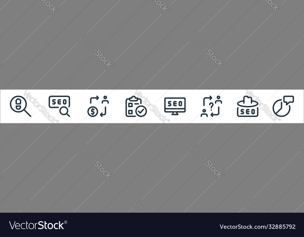 Web apps seo line icons linear set quality vector image Web apps seo line icons linear set quality