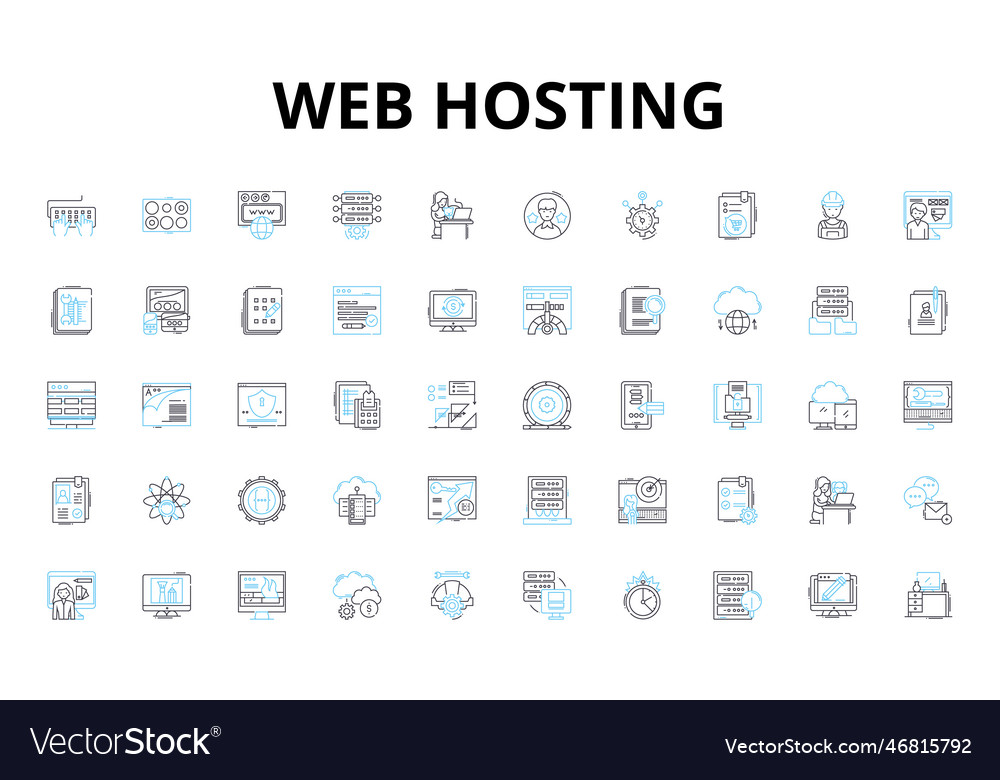 Web hosting linear icons set server