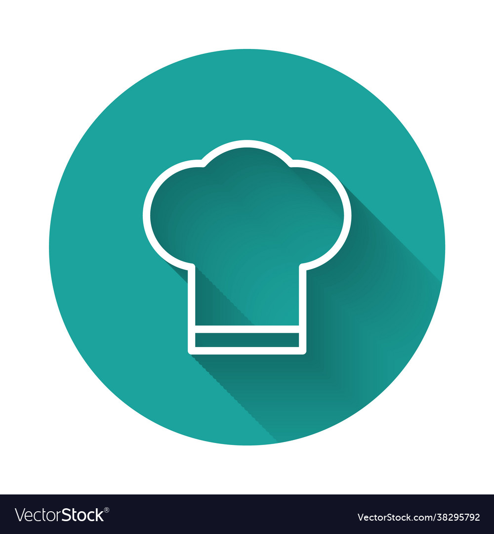 White line chef hat icon isolated with long shadow