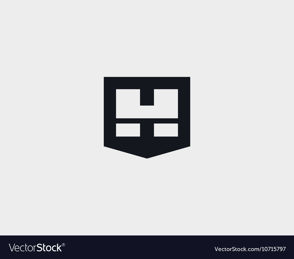 abstract letter h shield logo design template vector image