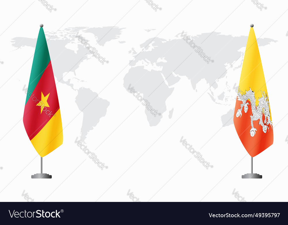 Cameroon and bhutan flags for official meeting