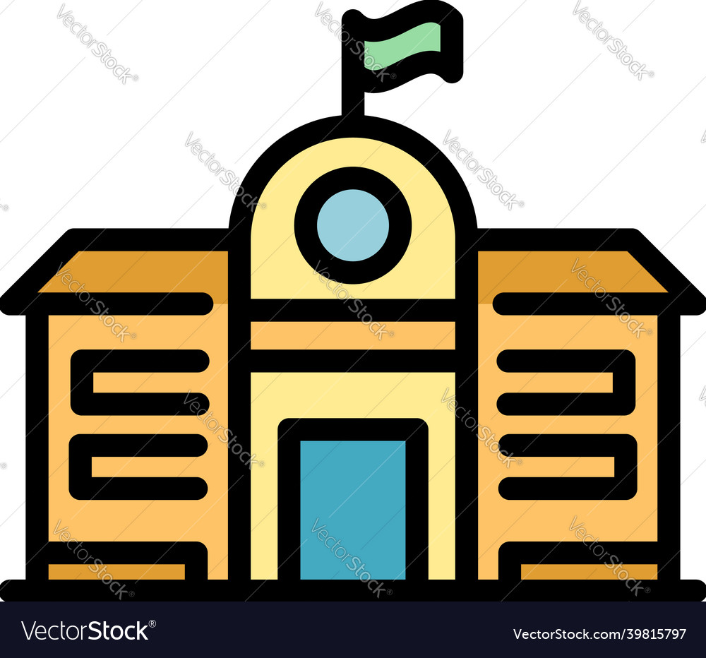 Campus building icon color outline Royalty Free Vector Image