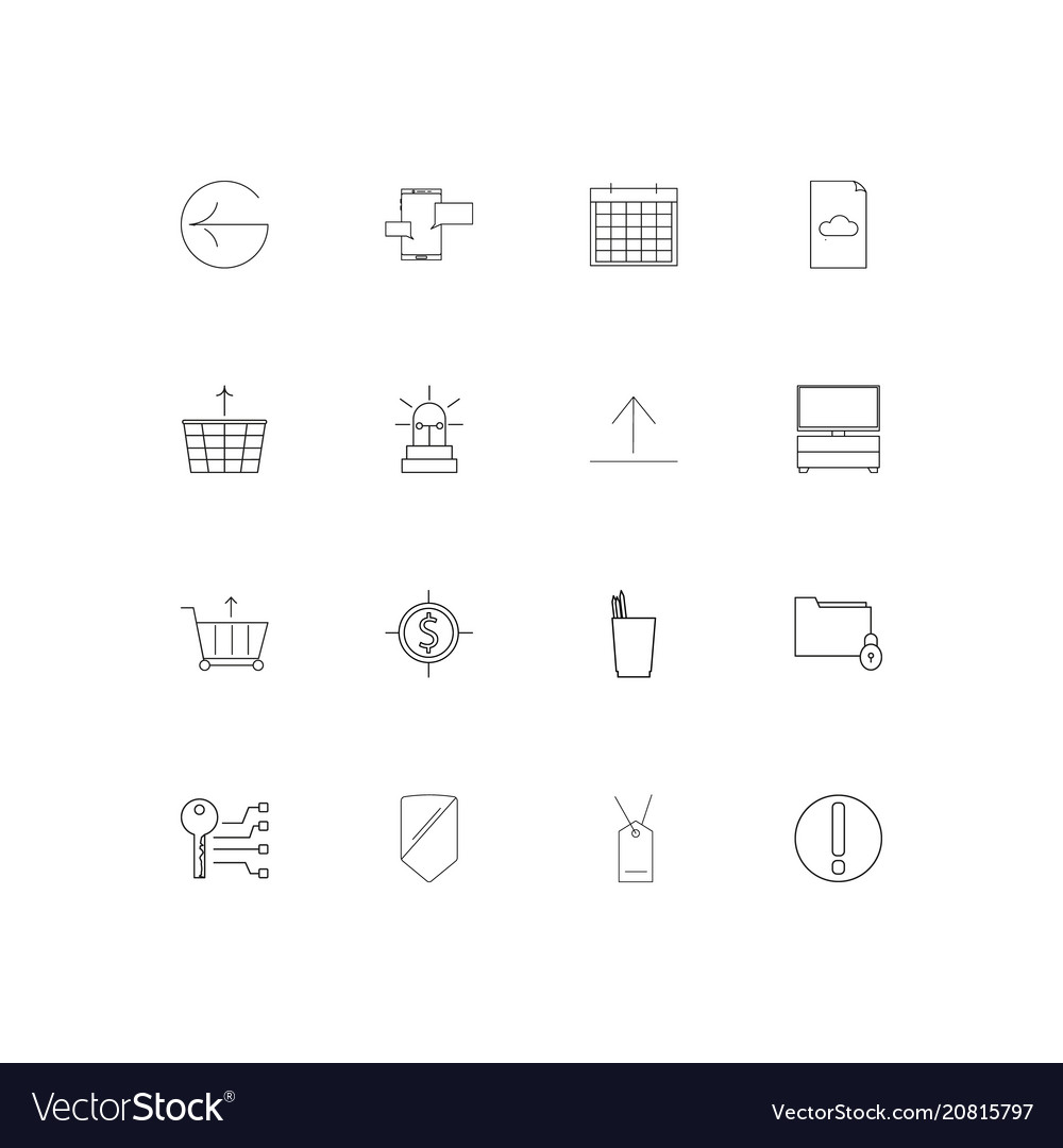 Internet technologies linear thin icons set