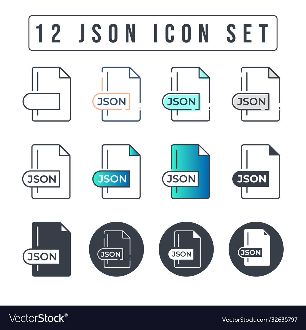 Json file format icon set 12