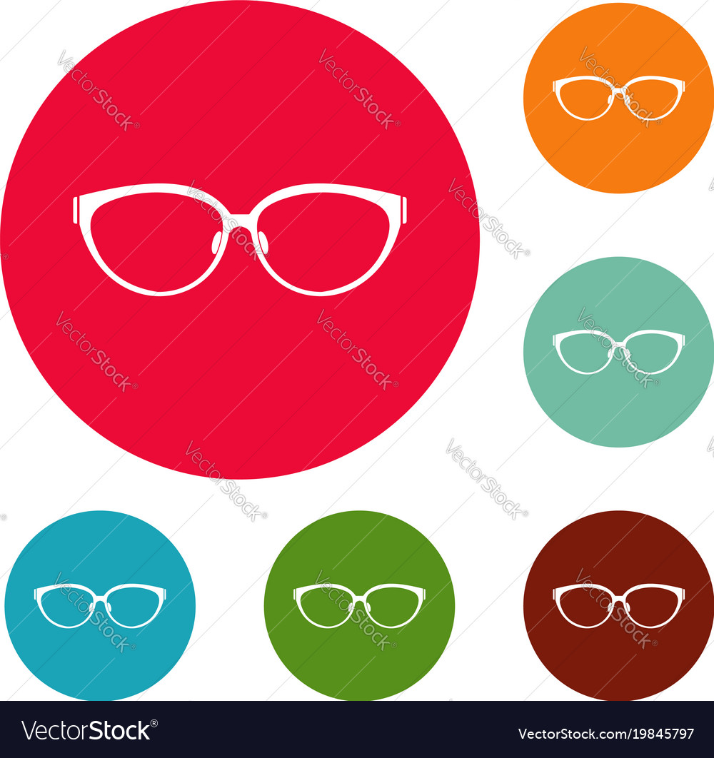 Lens of eyeglasses icons circle set Royalty Free Vector