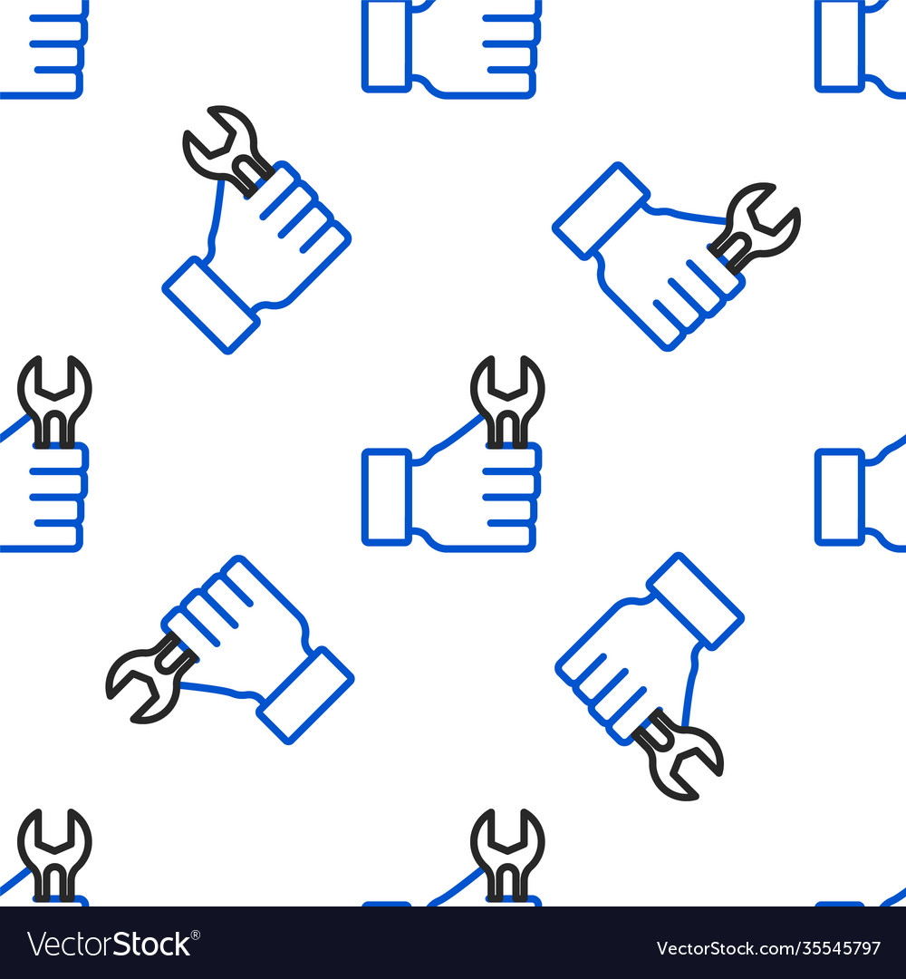 Line wrench spanner icon isolated seamless pattern