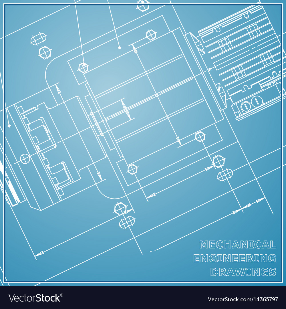 Mechanical engineering drawing blue background