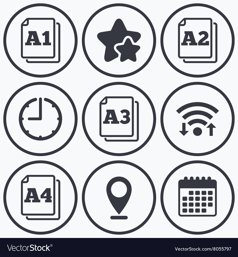 Paper size standard icons document symbol