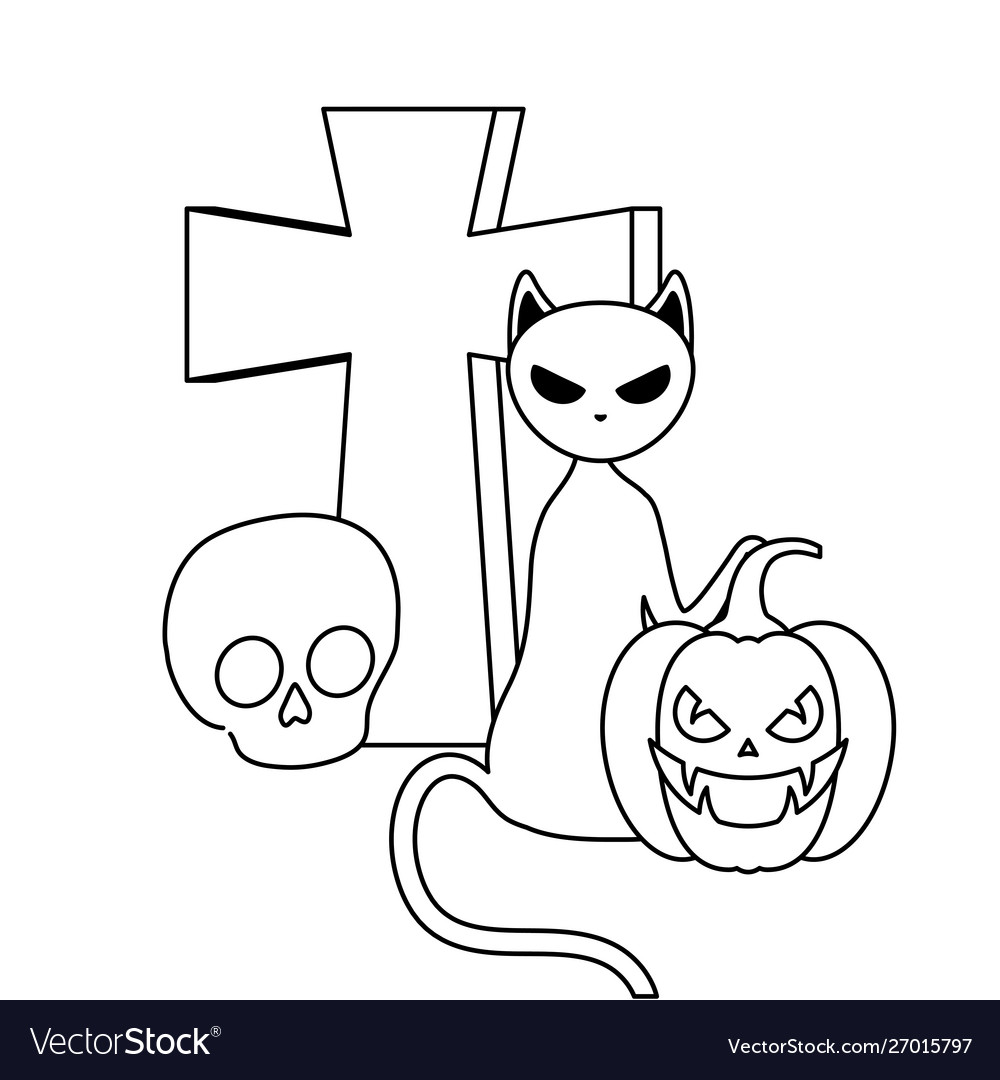 Pumpkin with cross and icons halloween