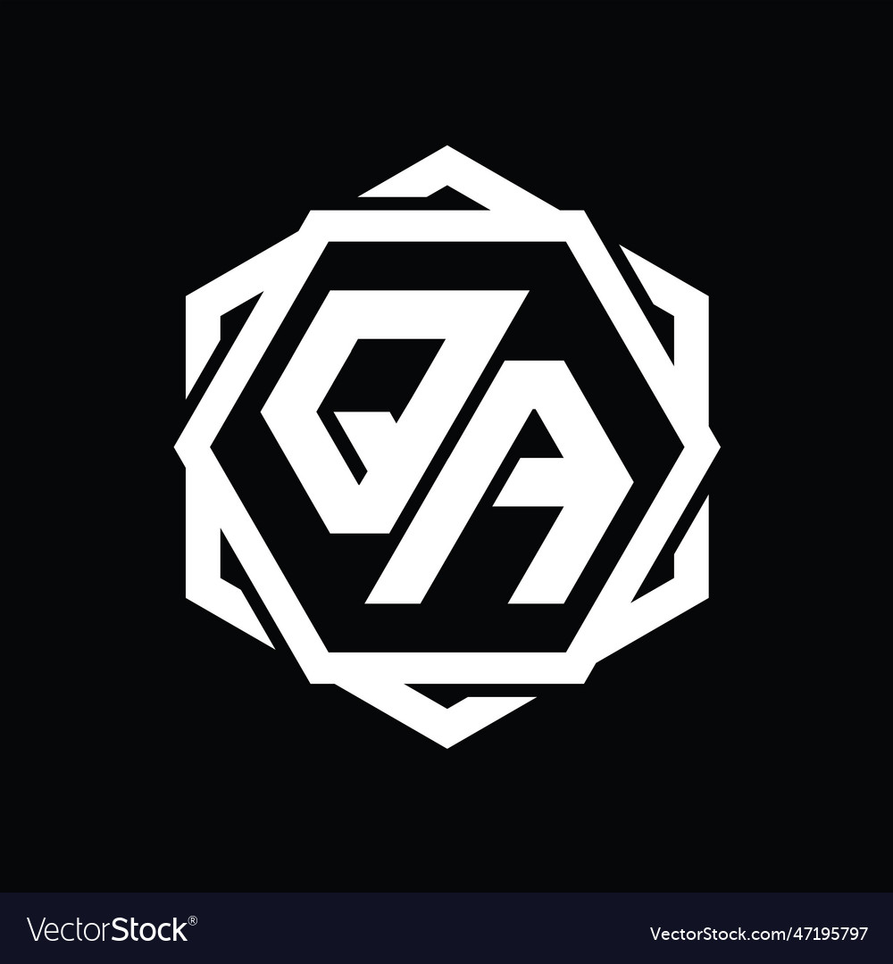Qa logo monogram hexagon shape with geometric Vector Image Qa logo monogram hexagon shape with geometric