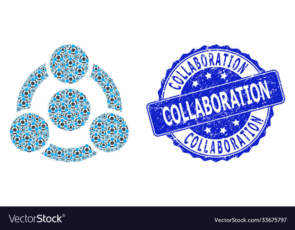 Scratched collaboration round stamp and recursive