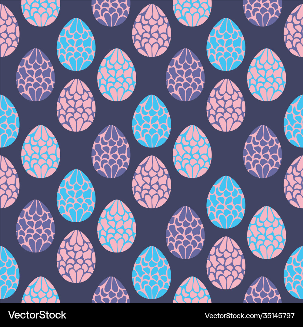 Seamless pattern with hand drawn easter eggs Vector Image