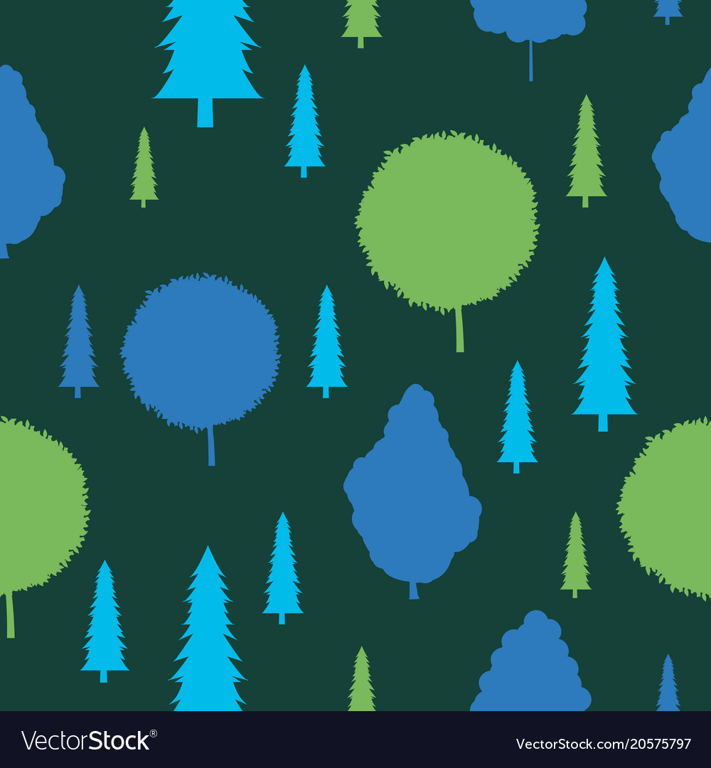Seamless pattern with various type of the trees