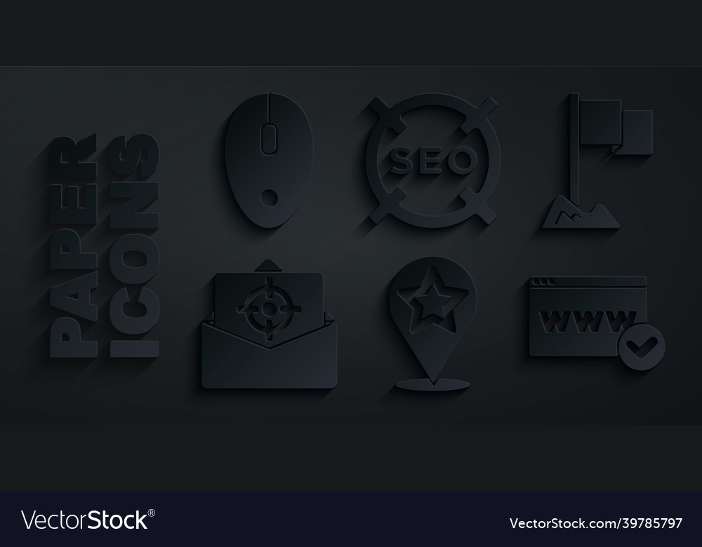 Set map pointer with star location marker mail vector image Set map pointer with star location marker mail