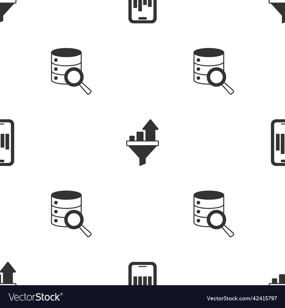 Set mobile with graph sales funnel chart vector image Set mobile with graph sales funnel chart