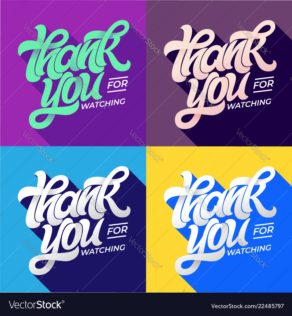 Thank You For Watching Typography Set Of Editable Vector Image