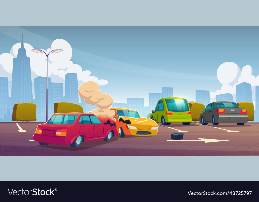 Vehicle crash accident on car park lot Royalty Free Vector