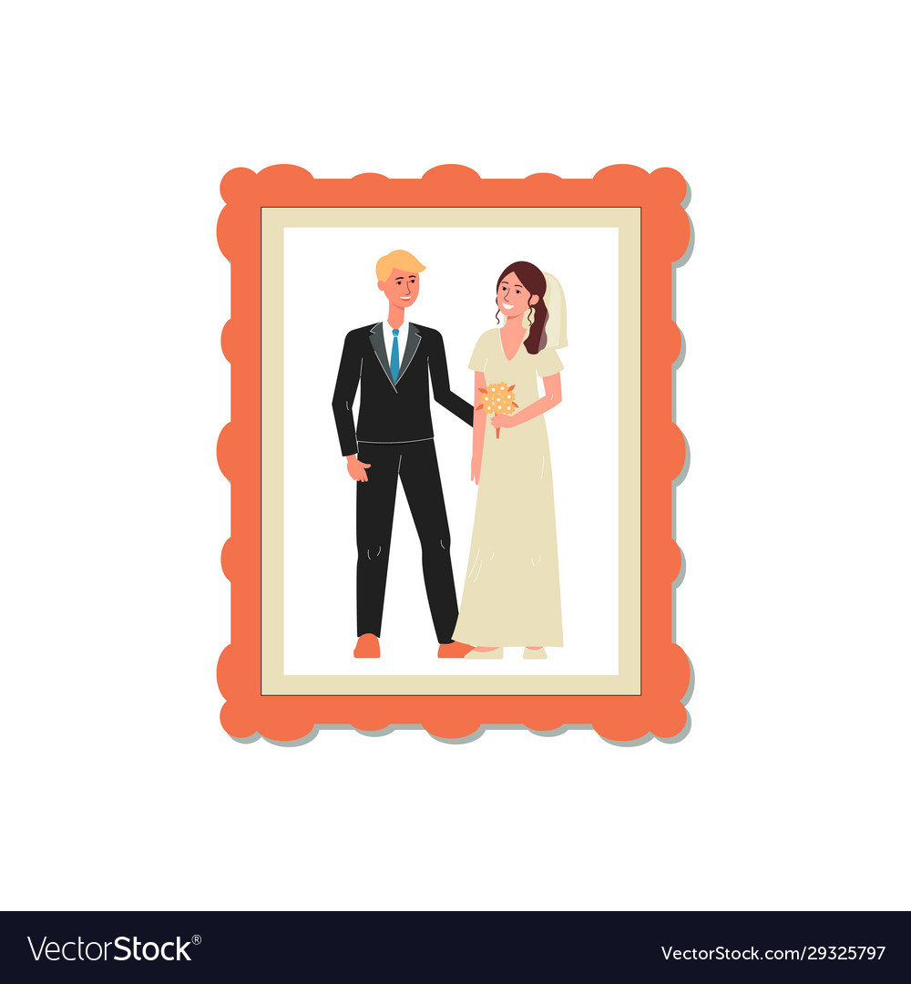 Wedding snapshot couple in photo frame flat