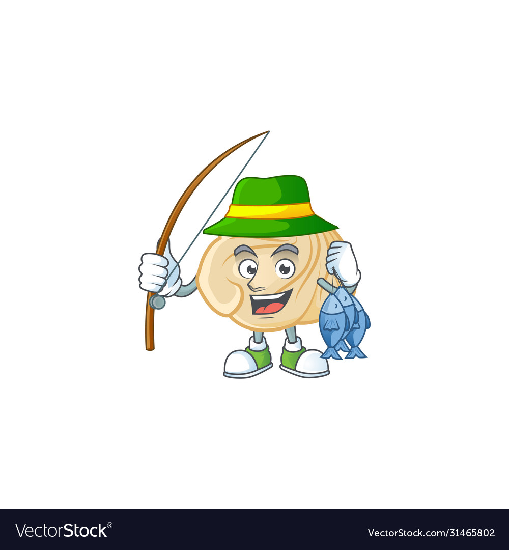 A picture happy fishing dumpling design Royalty Free Vector