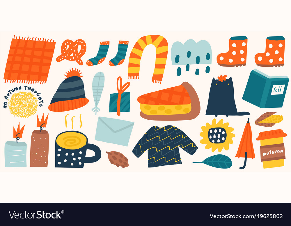 Autumn objects set