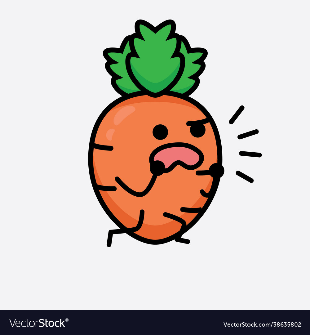 Carrot character with cute face and simple body