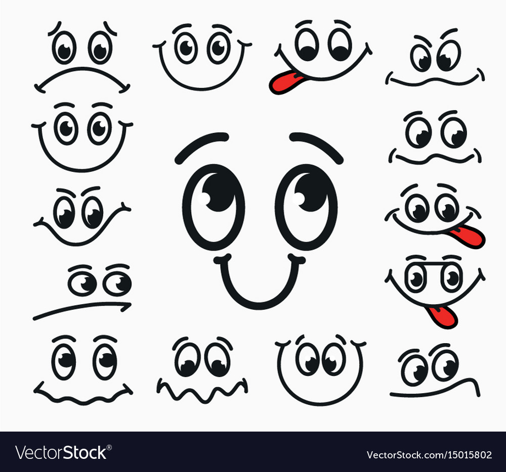 Cartoon facial expression of joy sadness Vector Image