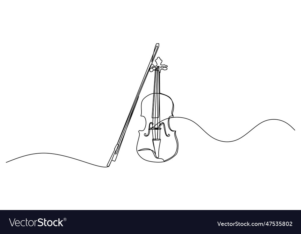 Continuous single one line of violin isolated Vector Image Continuous single one line of violin isolated