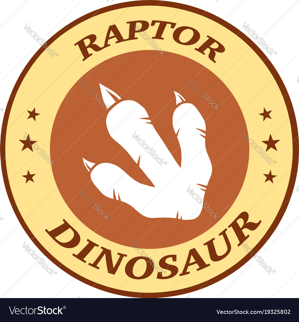 Dinosaur footprint brown circle label design