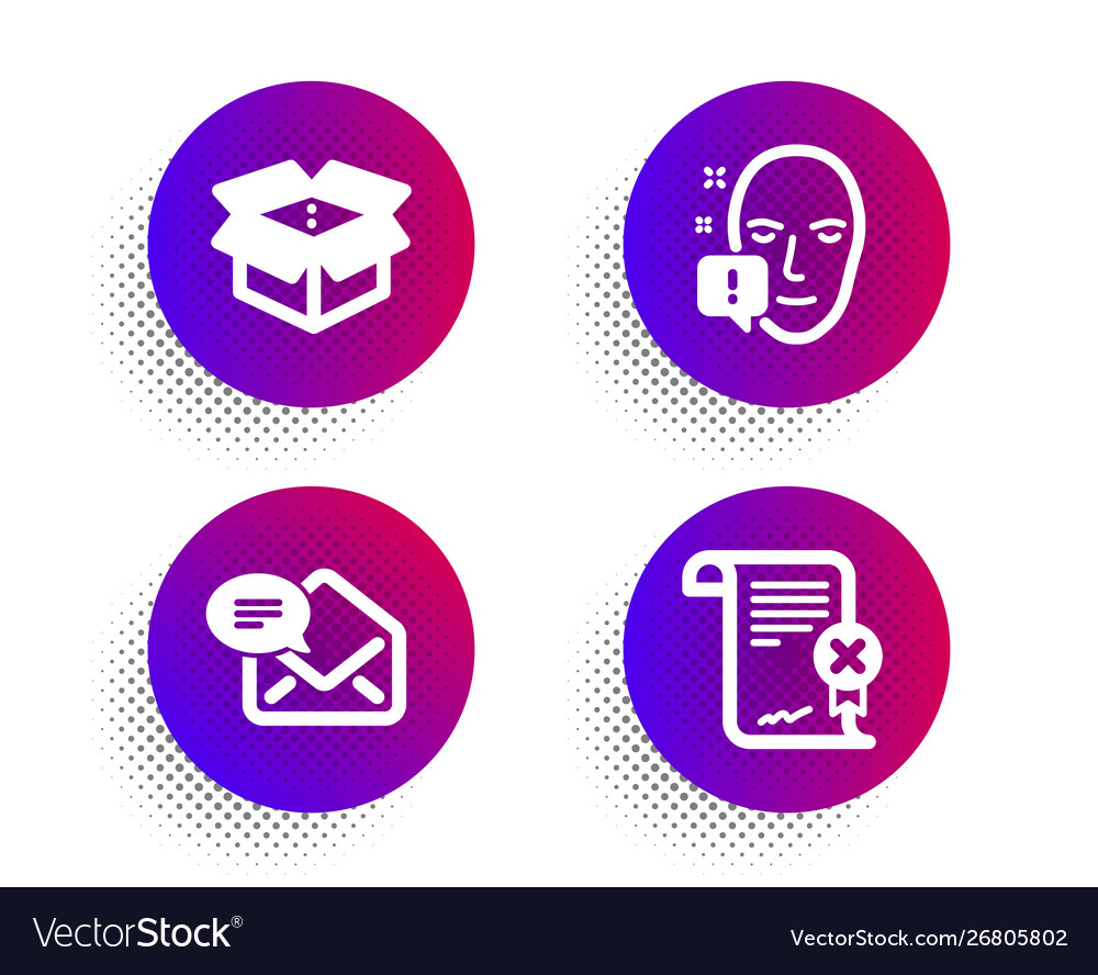 Face attention new mail and open box icons set vector image Face attention new mail and open box icons set