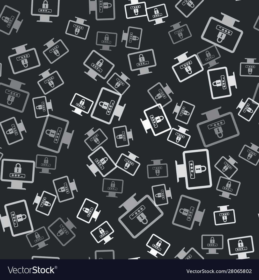 Grey monitor with password notification and lock vector image Grey monitor with password notification and lock