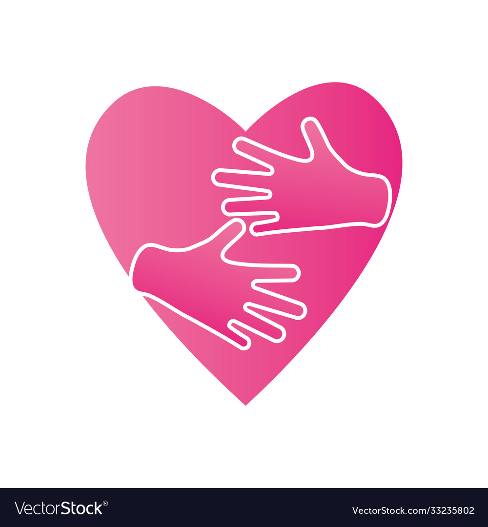 Hands hugging a heart gradient style