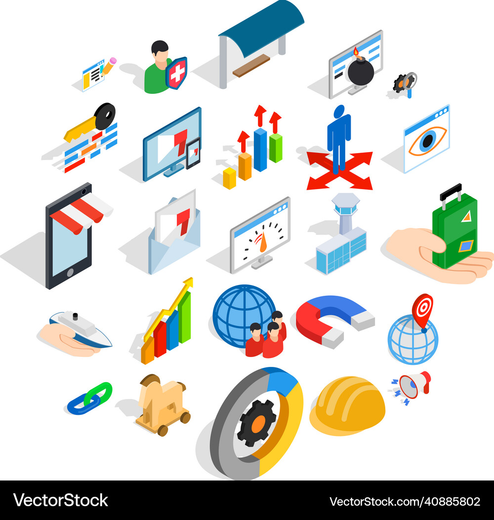 Interface sign icons set isometric style Vector Image