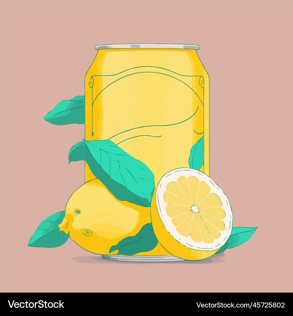 Lemonade drink in aluminum can Royalty Free Vector Image