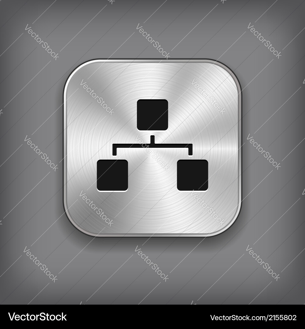 Network icon - metal app button Royalty Free Vector Image